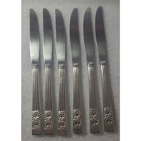 Oneida Community Silver Plate 1936 Coronation Pattern 6 Dinner Knives 9 1/4” - Picture 1 of 5